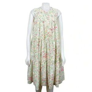 Vintage David Brown Floral Midi Dress Sleeveless  Summer Cottagecore Size Small